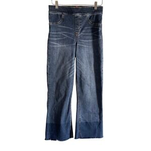Spanx Womens Wide Leg High Rise Ankle Blue Denim Jeans Size M